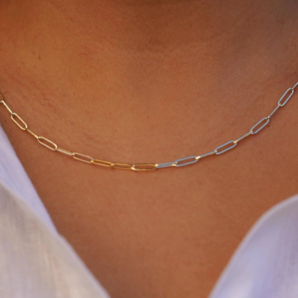 14k Solid Gold 3.0mm Solid Square Paperclip Chain… - image 4